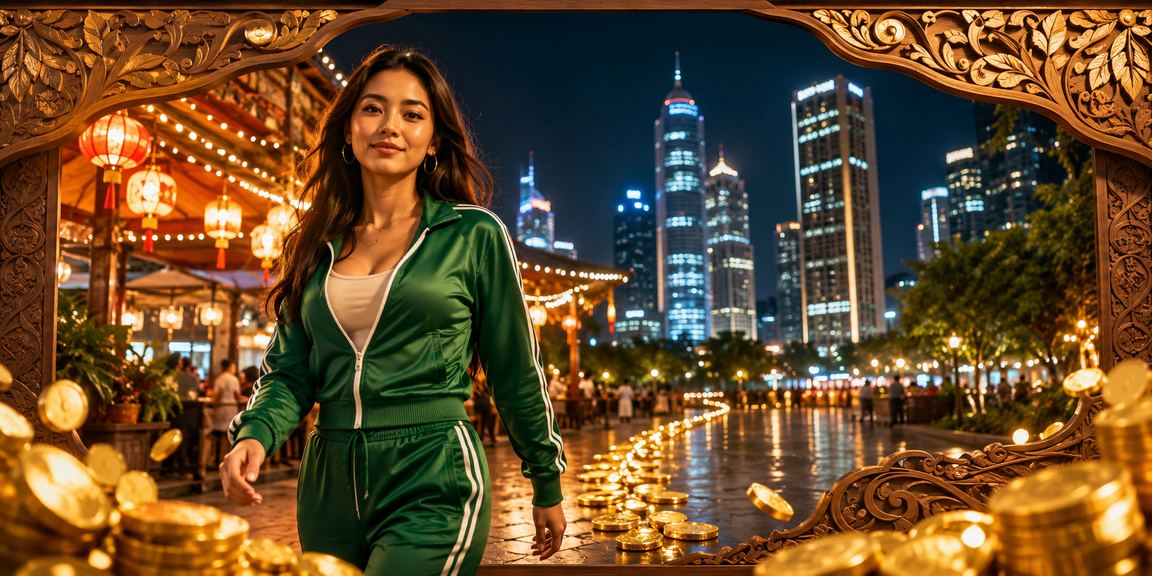 Suasana hiburan casino malam di pasar malam yang meriah
